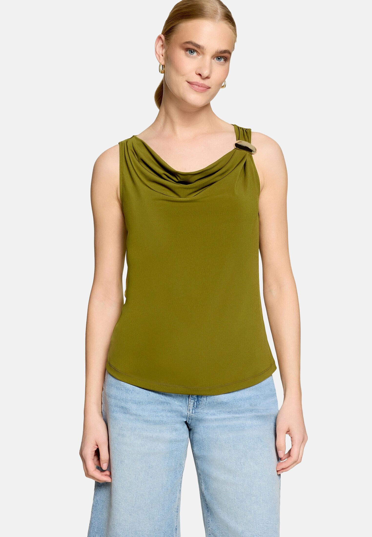 Zero T-Shirt Damen mit Wasserfallausschnitt (1-tlg) Material