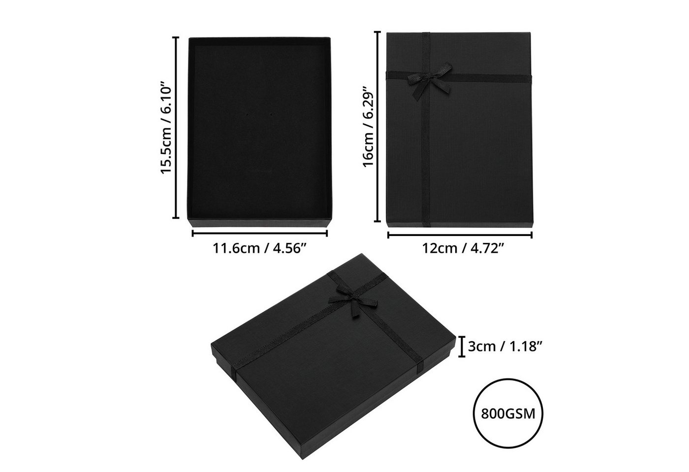 Thumbnail - Kurtzy Geschenkbox Schwarze Schmuckbox (12 Stück) - 16x12x3cm (12 St)