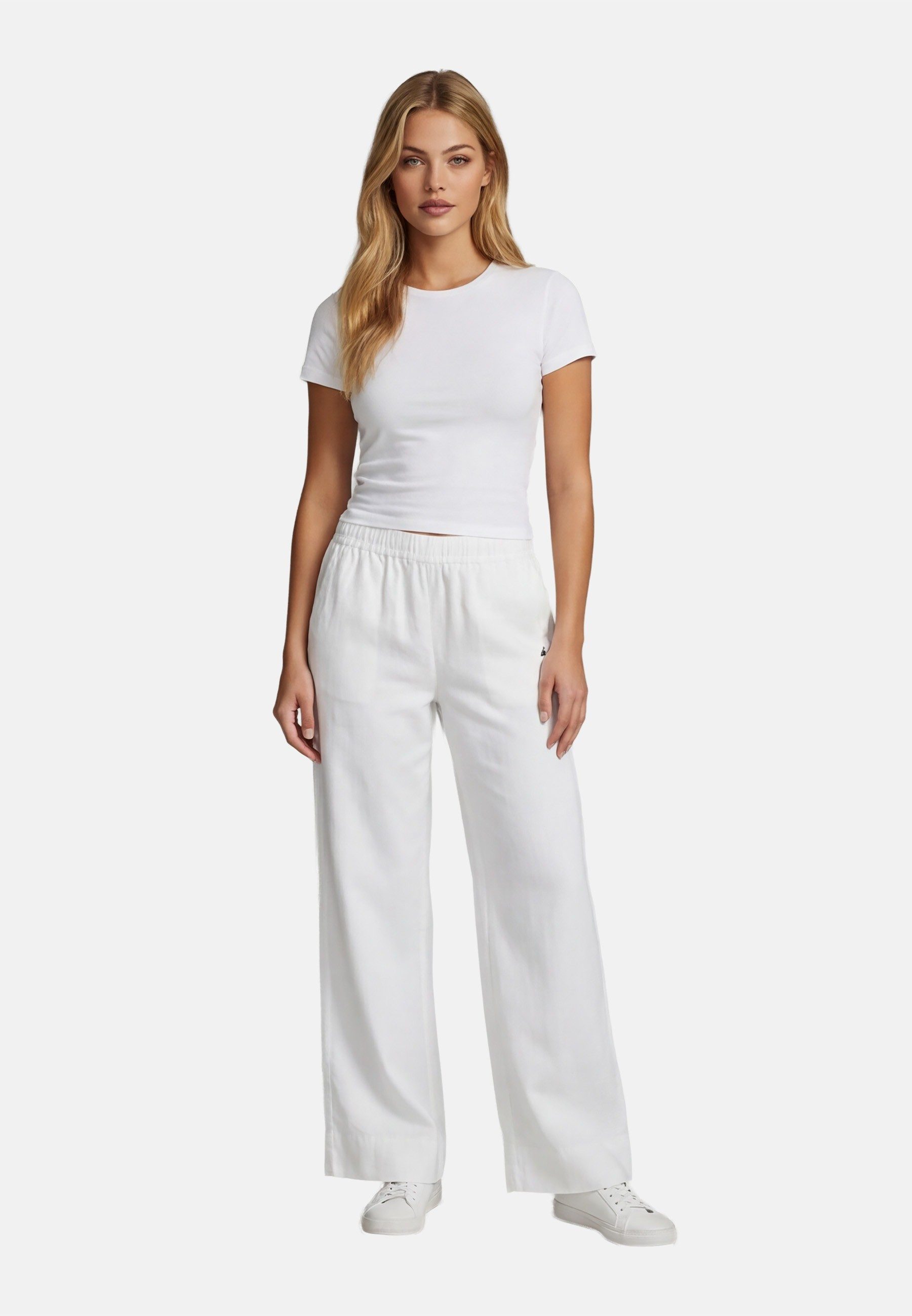 U.S. Polo Assn. Leinenhose USMoolly Damen - Sommerhose luftig mit elastischem Bund Leichte Hose aus Leinenmix mit Taschen und Komfortbund