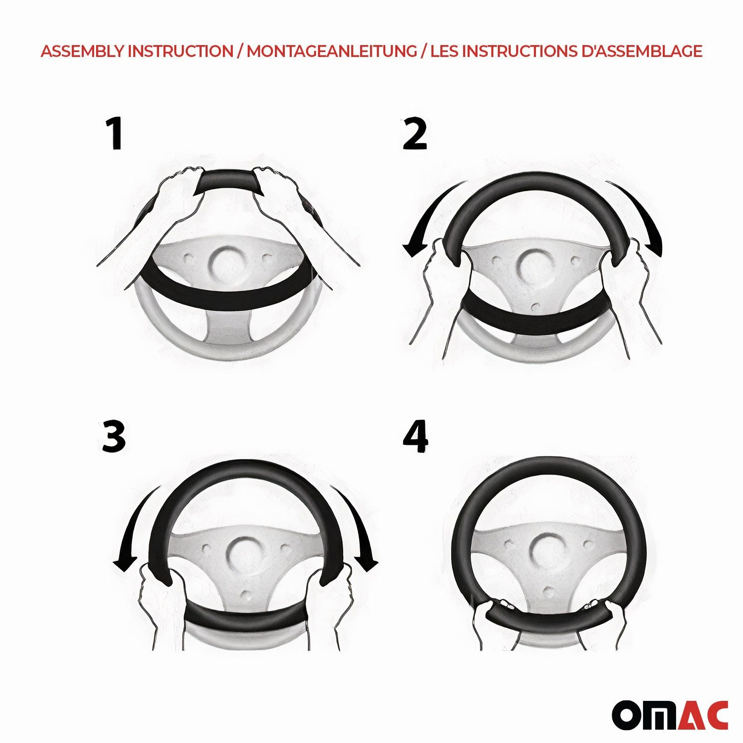 OMAC Lenkradbezug Lenkradhülle Lenkradschoner LKW Ø 38 Für Jeep Schwarz/Grau
