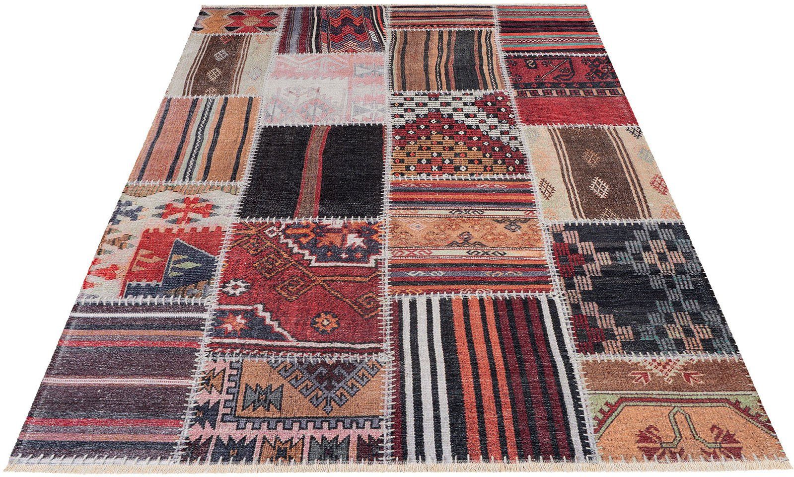 Obsession Teppich My Ethno 263, rechteckig, Höhe: 6 mm, recycelte Materialien, mit Fransen, waschbar, In- und Outdoor geeignet