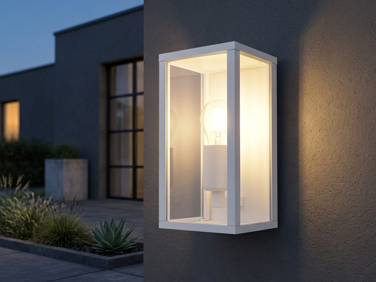 TRIO Leuchten LED Außen-Wandleuchte Aluminium Weiß mit Glas, Höhe 26cm, LED wechselbar, warmweiß, Wand Außenleuchte, Fassadenbeleuchtung Hauswand Haustür inkl. E27 LED