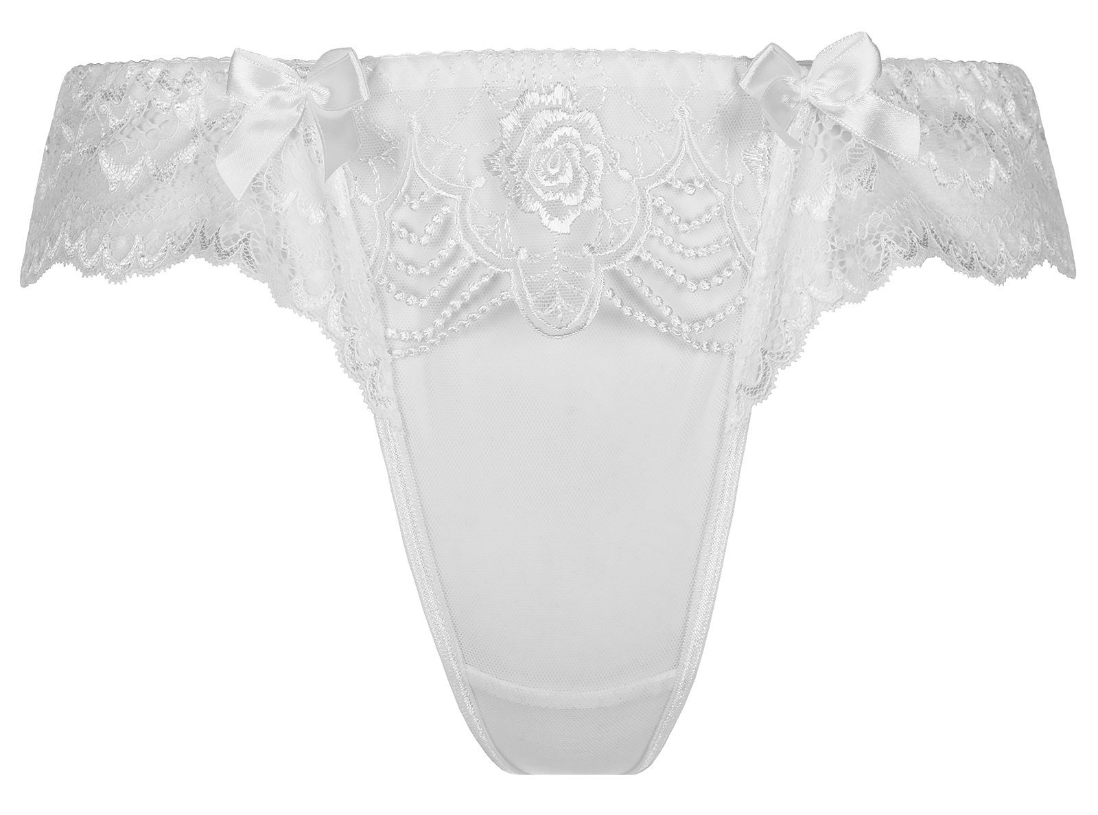 String String in weiß + Spitze + Schleifen Brautmode Slip