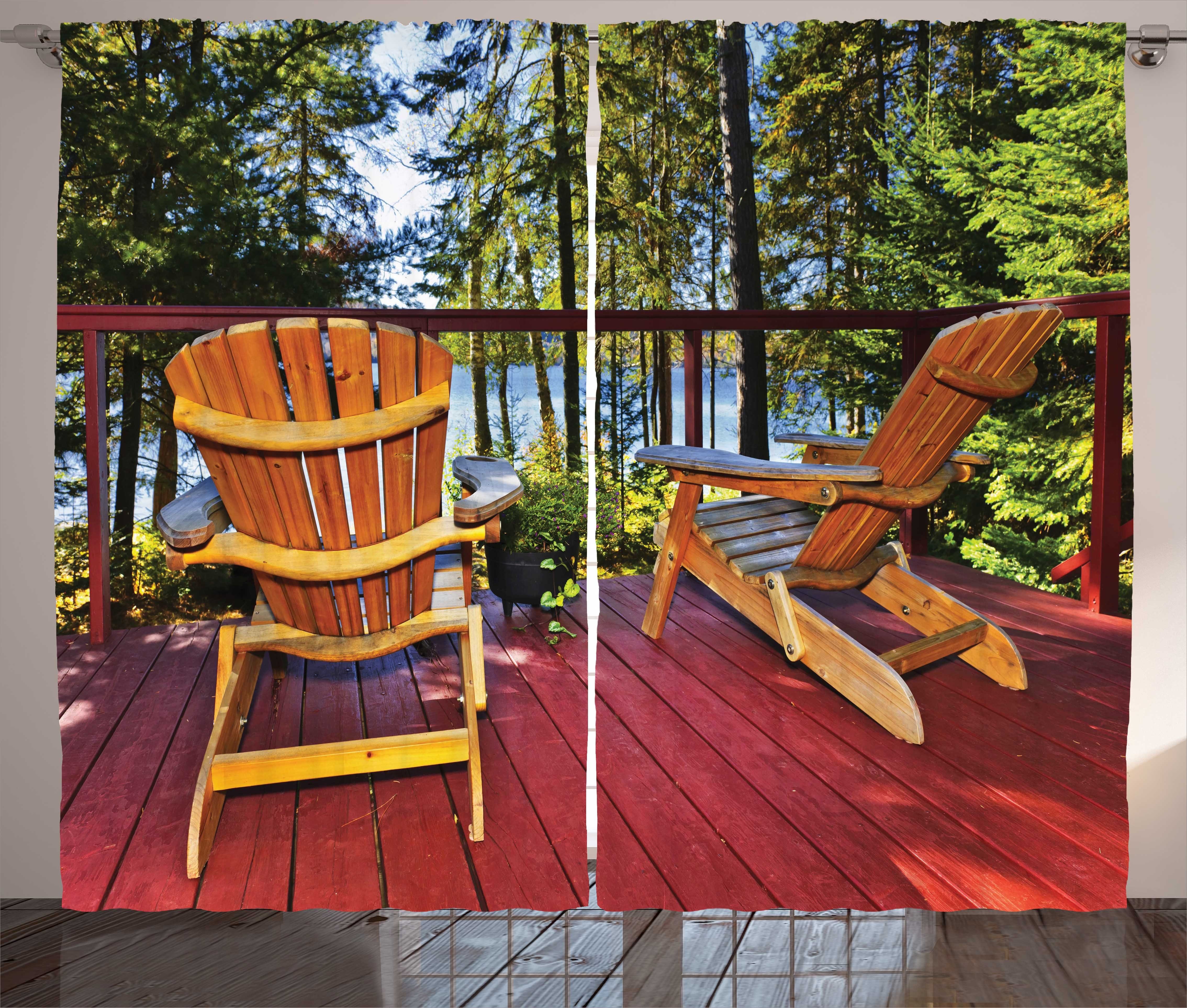 Stühle mit Vorhang Gardine Abakuhaus, Veranda Schlafzimmer Haken, Adirondack Kräuselband Wald Schlaufen auf und