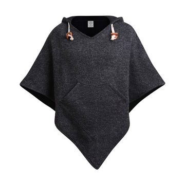 virblatt Poncho Herren Wolle & Poncho Damen Winter, UNISEX Wolle & Polarfleece Wollponcho mit Fleecefutter