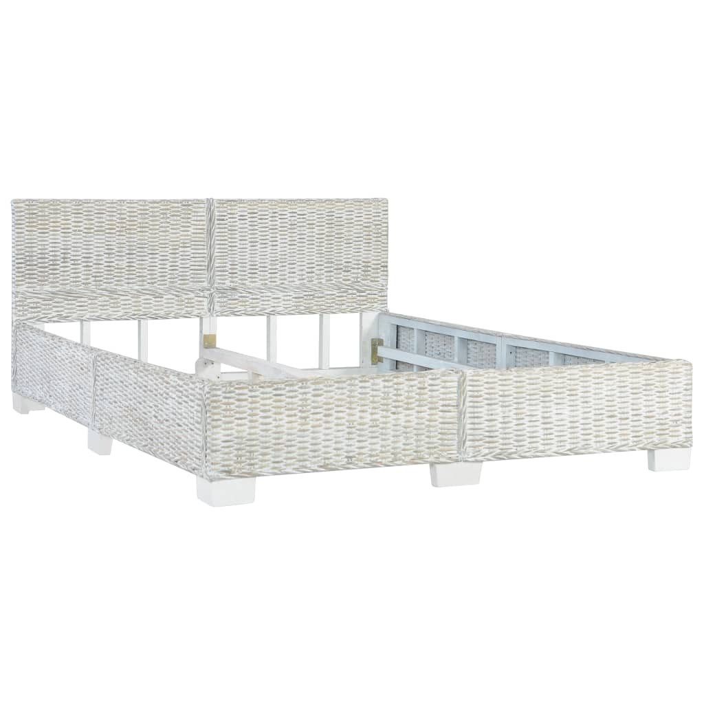 furnicato Bettgestell Grau Natur Rattan 140 x 200 cm (1-tlg)