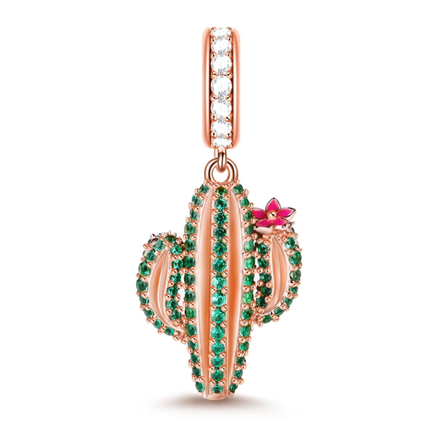 Bead Gnoce Charm Anhänger Kaktus DMC012 Silber rosévergoldet
