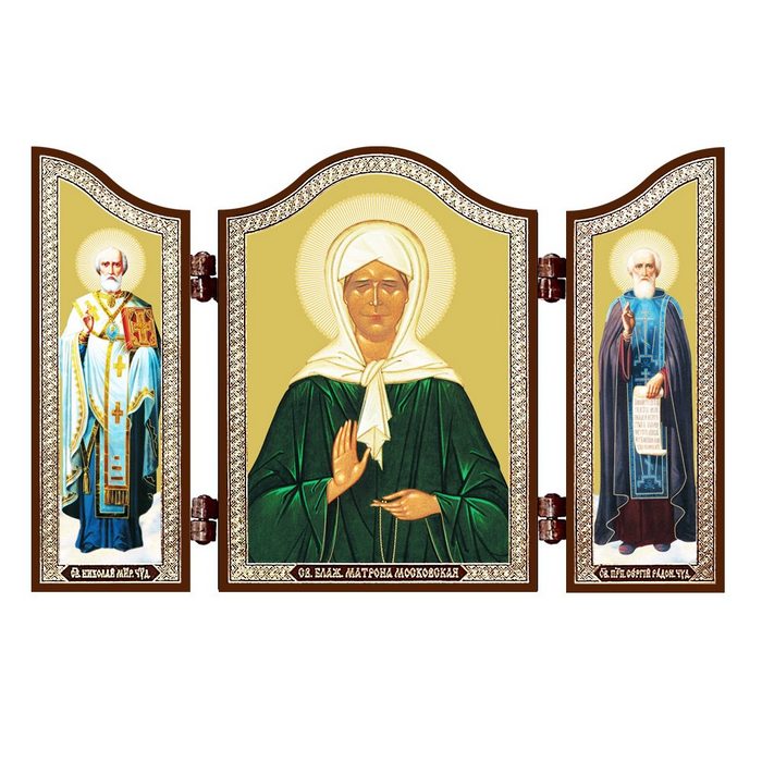 NKlaus Holzbild 1415 Matrona Von Moskau Christliche Ikone Matrona Triptychon