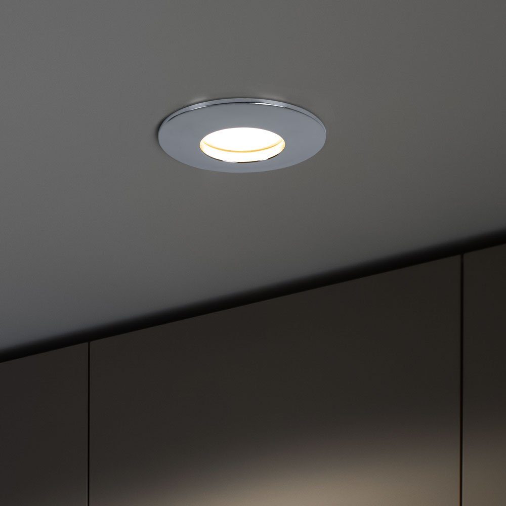etc-shop LED Einbaustrahler, LED-Leuchtmittel Leuchte Chrom Warmweiß, Decken Lampe fest LED Spot Strahler verbaut, Einbau rund