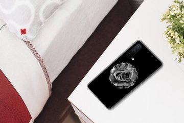 MuchoWow Handyhülle Blumen - Rose - Schwarz - Weiß - Botanisch, Phone Case, Handyhülle OnePlus Nord CE 5G, Silikon, Schutzhülle