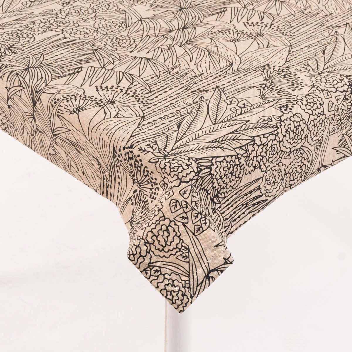 SCHÖNER LEBEN. Tischdecke Orphee Botanics natur schwarz div. Größen, handmade