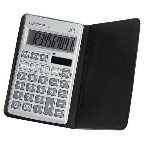 GENIE Taschenrechner Taschenrechner 330, 10-stellig, Solar und Batterie, Aufschlagsberechnung, silber