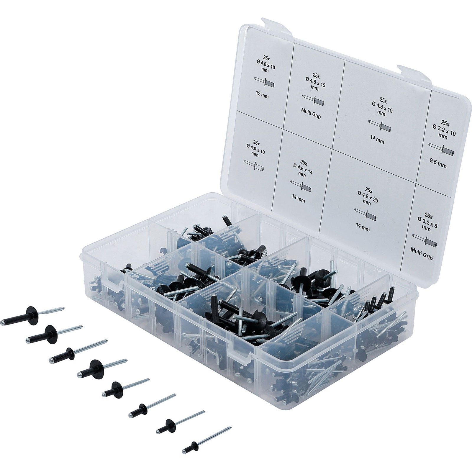 BGS Blindniete BGS Blindnieten-Sortiment Aluminium Ø 3,2 - 4,8 mm 200tlg. - 85224