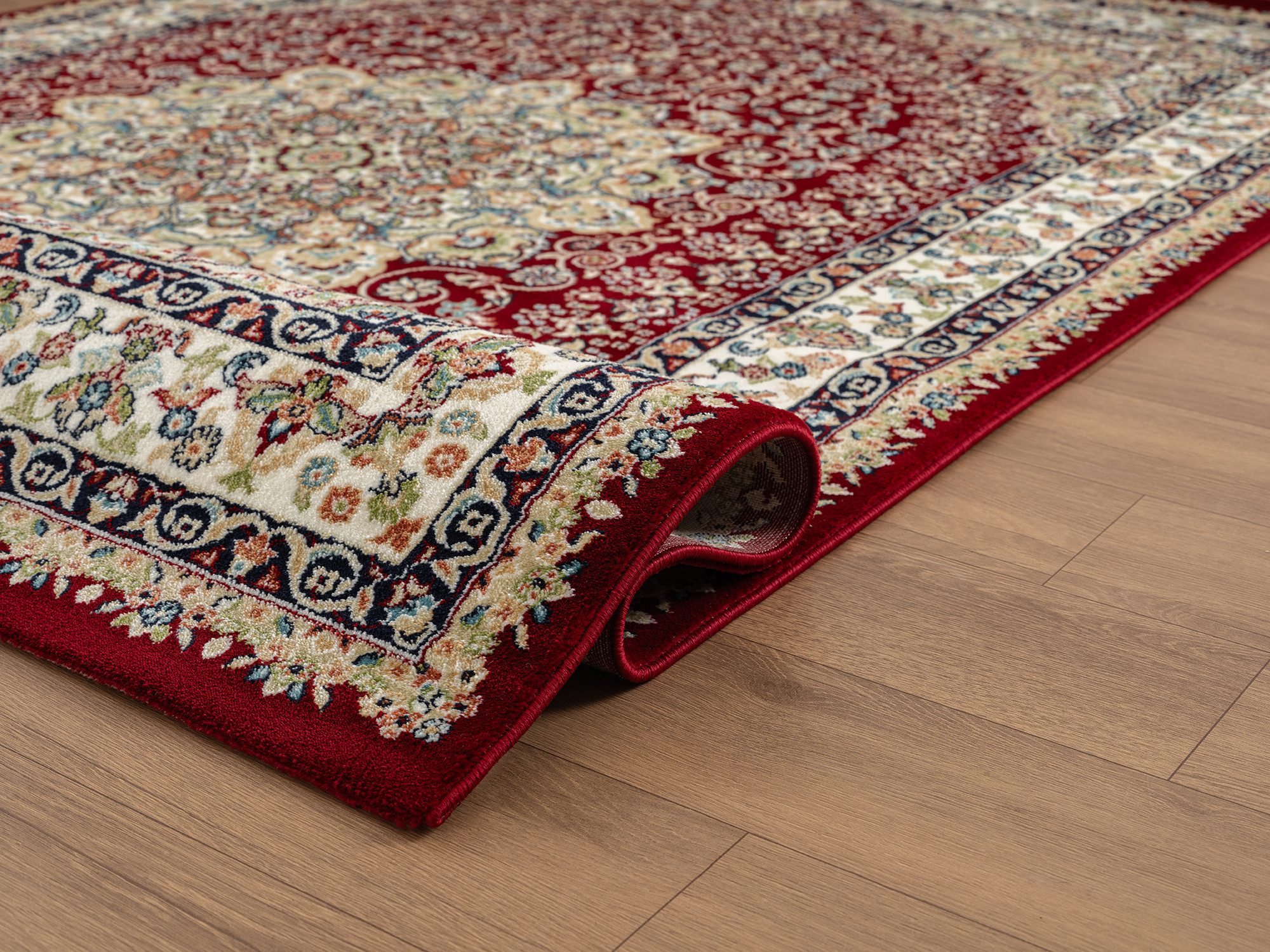 Carpetilla Designteppich Designer Wohnzimmer Teppich Asfahan Orientalisch burgunderrote Farbe, rechtetig, Höhe: 11 mm, Wohnzimmer