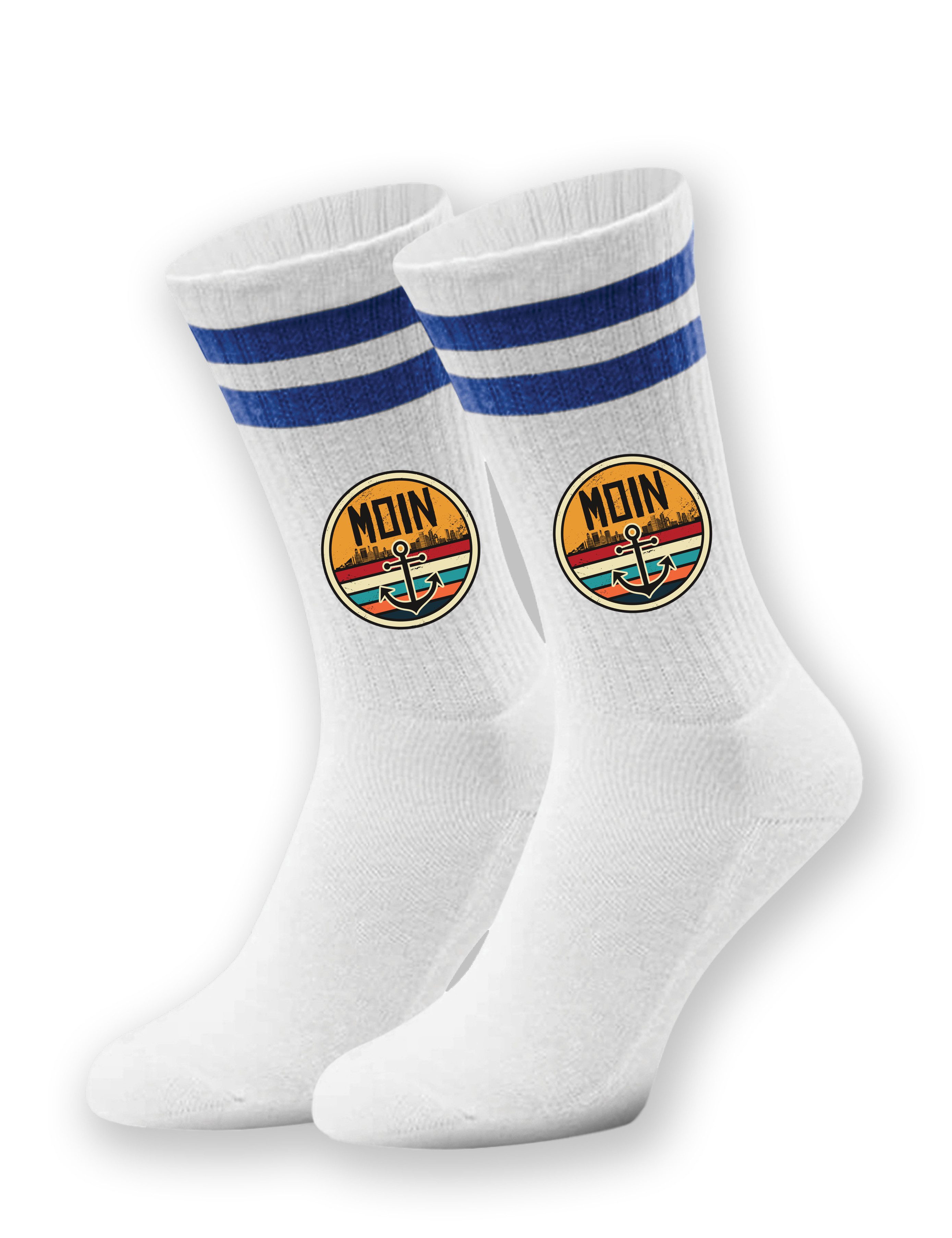 Tennissocken Unisex Socken "Buntes Moin Anker" Aufdruck lustig Geschenk Statement