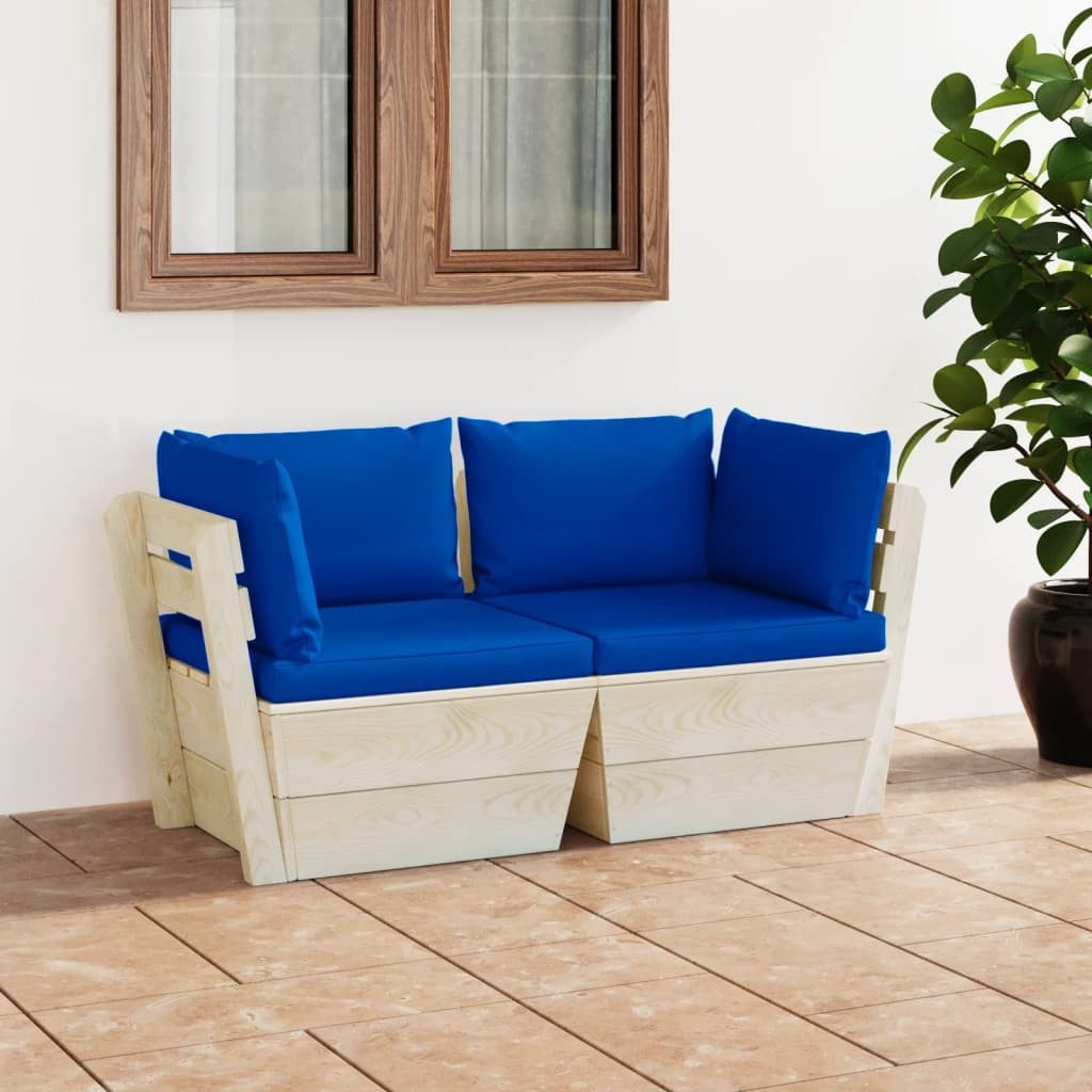 furnicato Gartenlounge-Set Garten-Palettensofa 2-Sitzer mit Kissen Fichtenholz, (1-tlg)