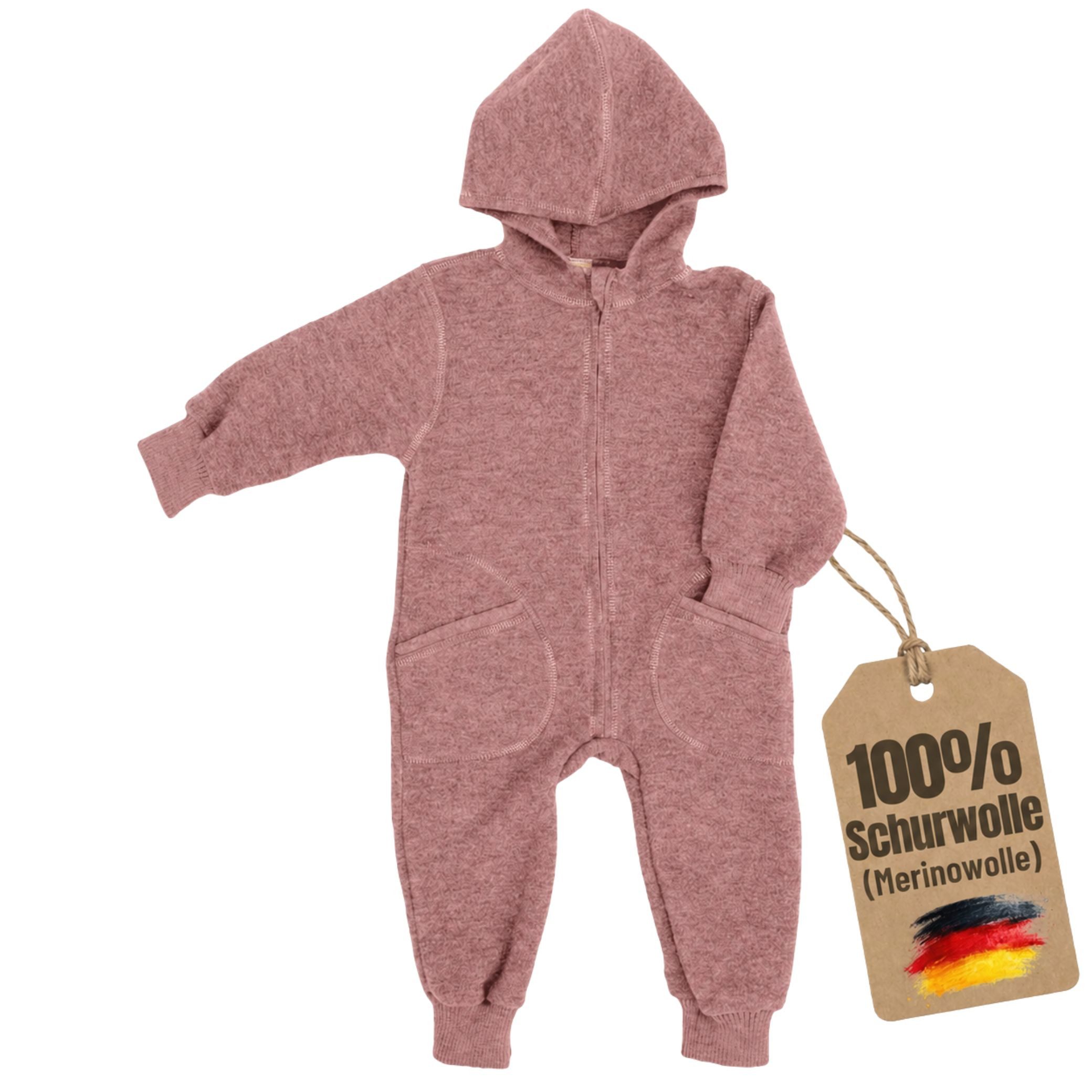 Schlafoverall Baby-Overall mit Kapuze & Mulltuch Blaubaer