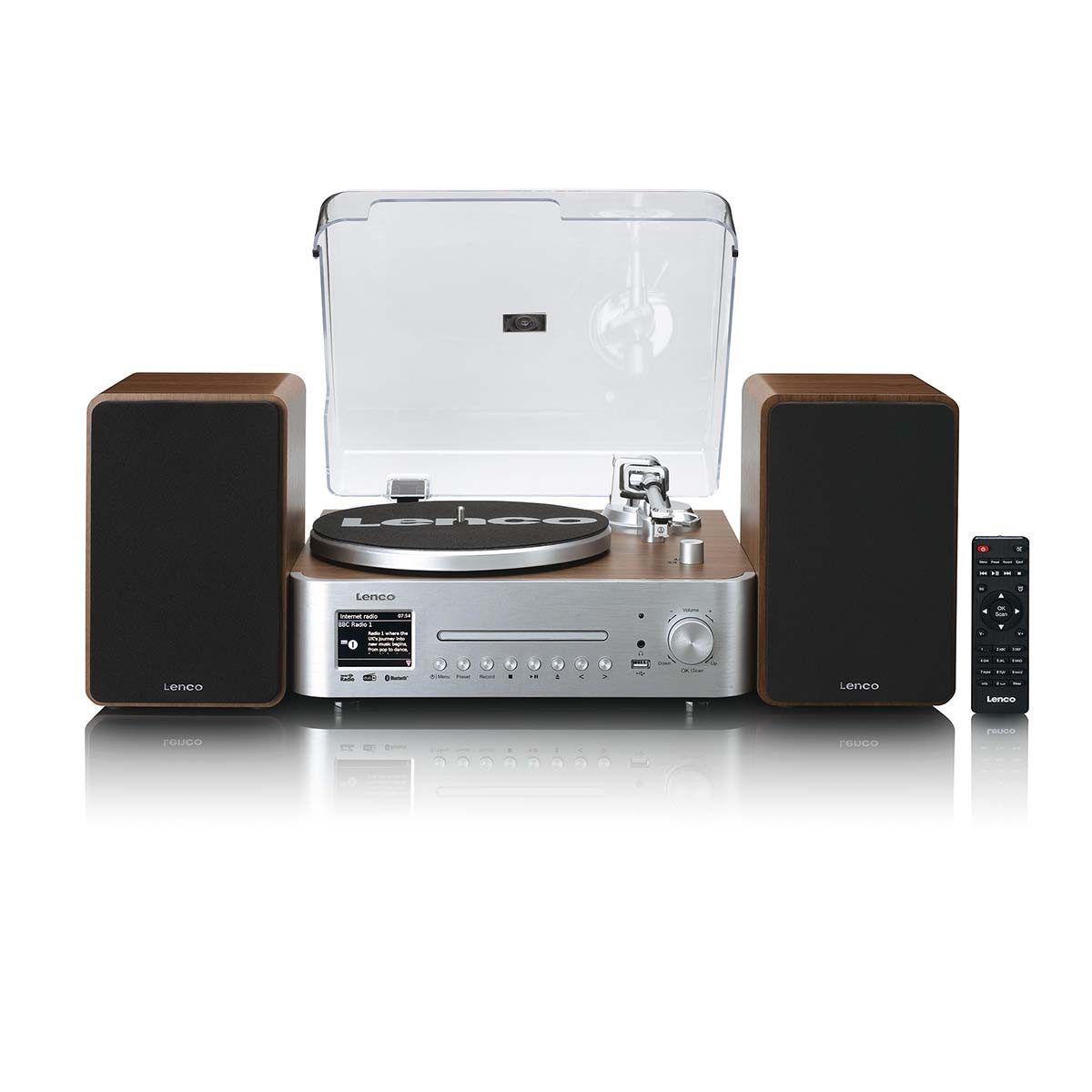 Lenco MC-860WDSI Plattenspieler (Riemenantrieb, Internetradio, DAB+, CD/MP3 und USB. Plattenspieler mit Lautsprechern)