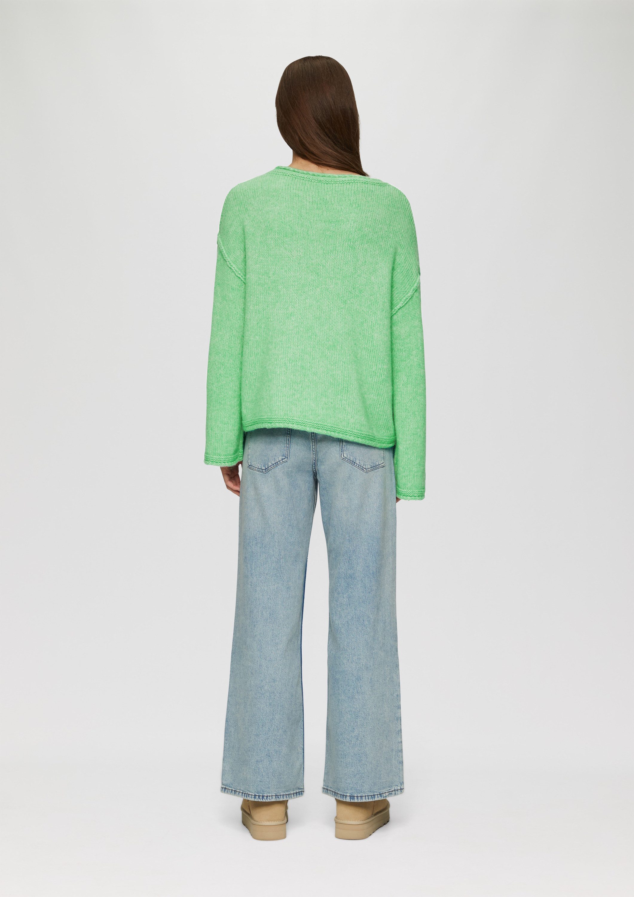 s.Oliver Longpullover Strickpullover Strickpullover mit weiten Ärmeln im Relaxed Fit