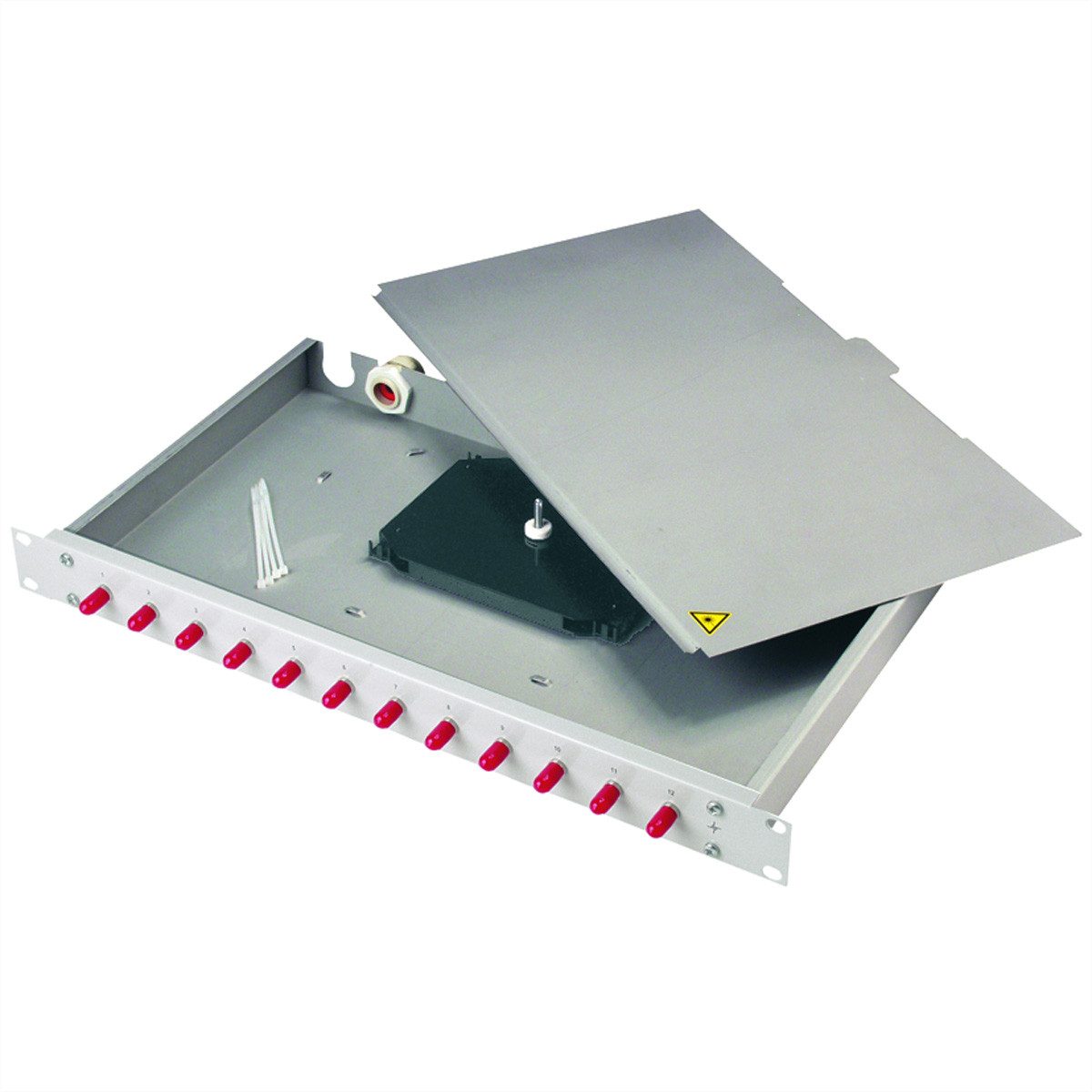 Telegärtner 19" LWL-RANGIERVERT.BASIS eco, 1 HE Glasfaserkabel, m. 12xSC Duplex Kuppl. Ker./violett