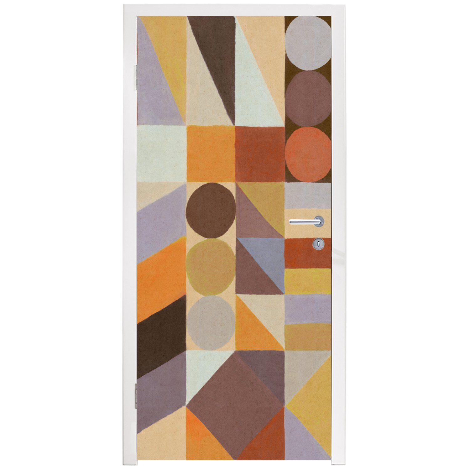 Formen Pastell, (1 cm Fototapete - 75x205 Matt, Türaufkleber, Farben bedruckt, Tür, Geometrie Türtapete MuchoWow - - für St),