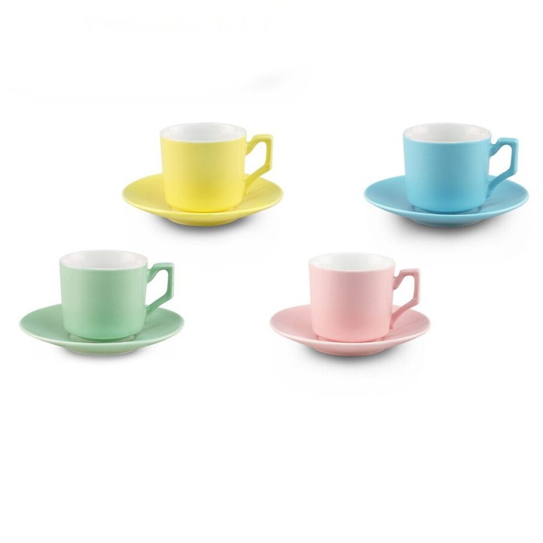 Espressotasse Espresso Tassen Set Porzellan mit 4 Tassen 4 Unterteller Espressotasse