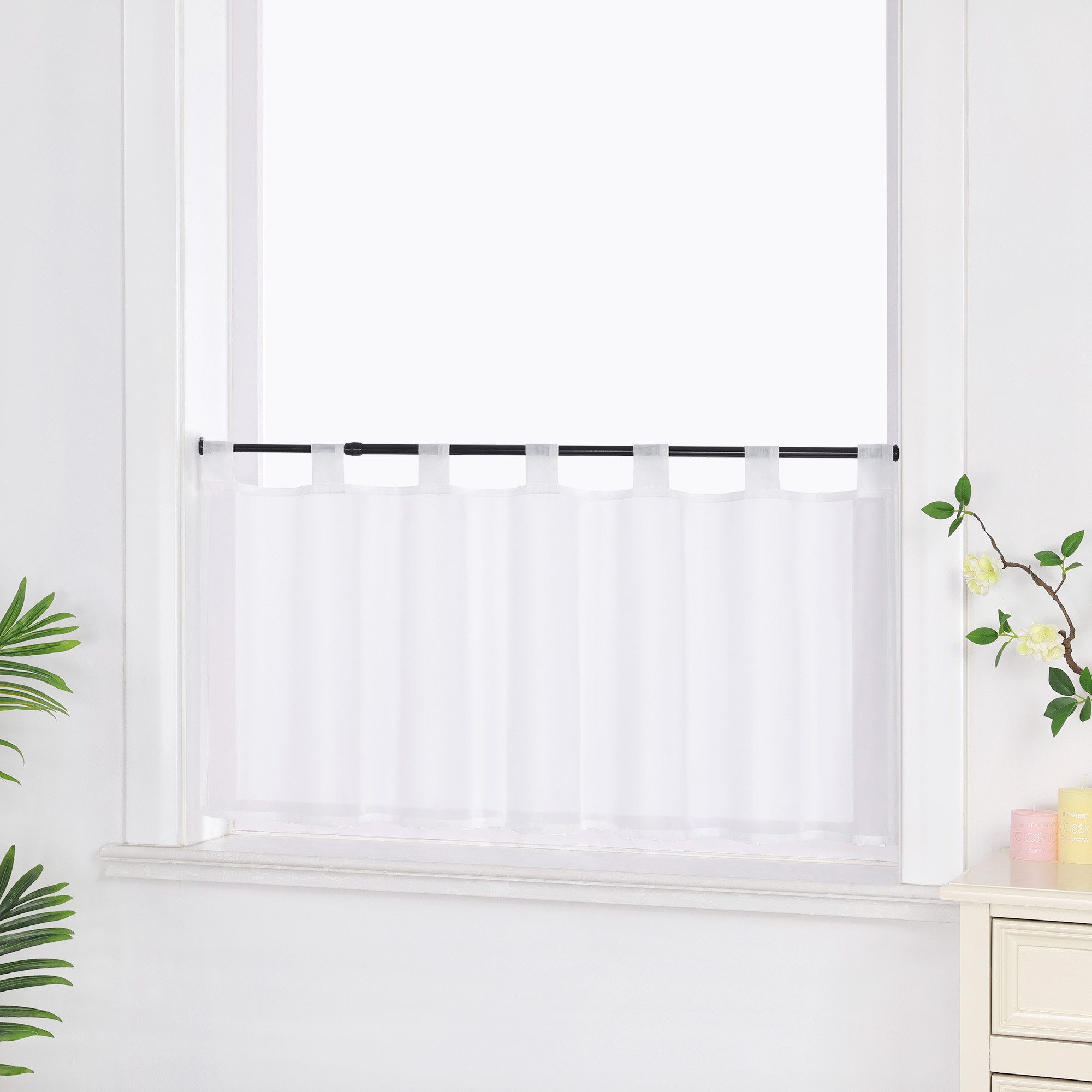 Delien Scheibengardine Eva, Schlaufen, Voile Uni Kurzstore Küche