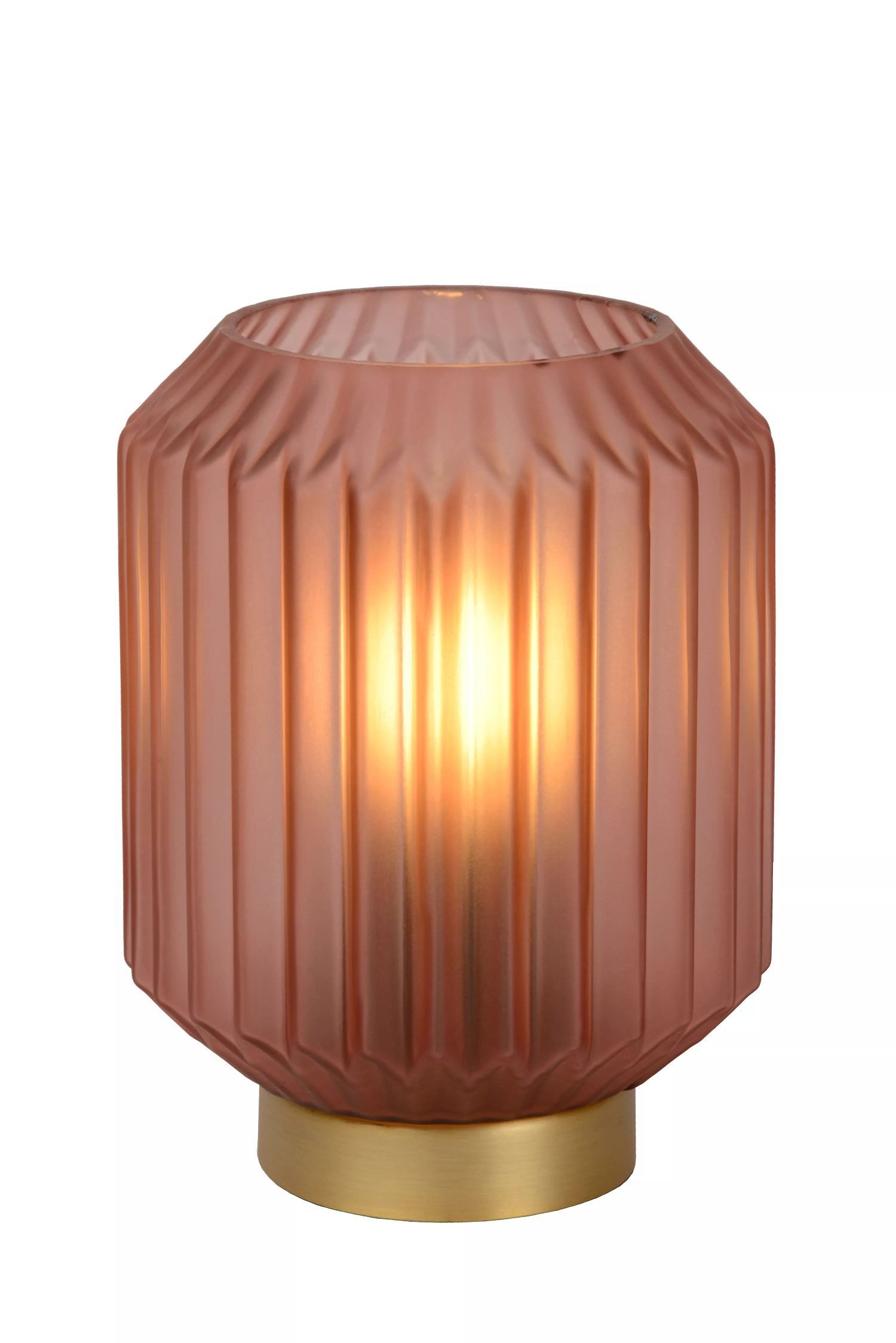 Licht-Erlebnisse Nachttischlampe VOMAR, ohne Leuchtmittel, Glas Metall E14 Ø 13 cm rund 17 cm hoch in Gold Rosa Modern