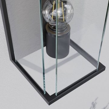 Lucande Außen-Wandleuchte Annalea, Leuchtmittel nicht inklusive, Modern, Aluminium, Glas, dunkelgrau, klar, 1 flammig, E27