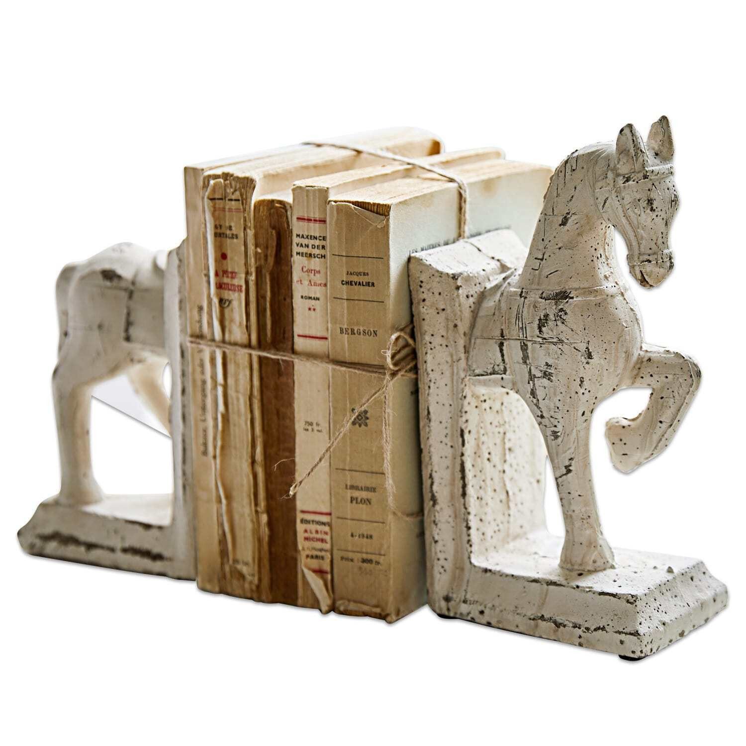 Mirabeau Dekoobjekt Buchstütze 2er Set Horses creme