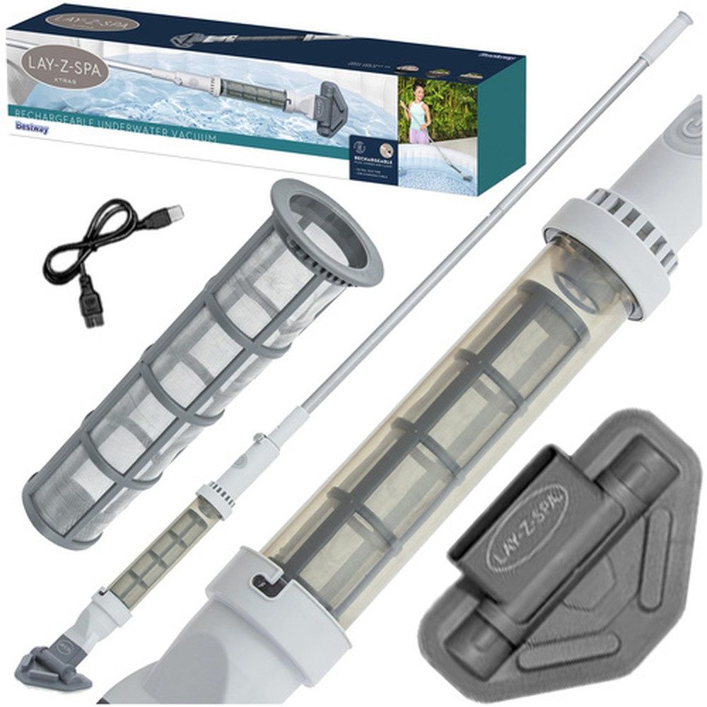 Bestway Poolbodensauger Poolbodenstaubsauger Akku-Poolreiniger, (Spar-Set, 1-St., Unterwasserreiniger), Aluminiumgestänge lässt sich flexibel zusammenstecken