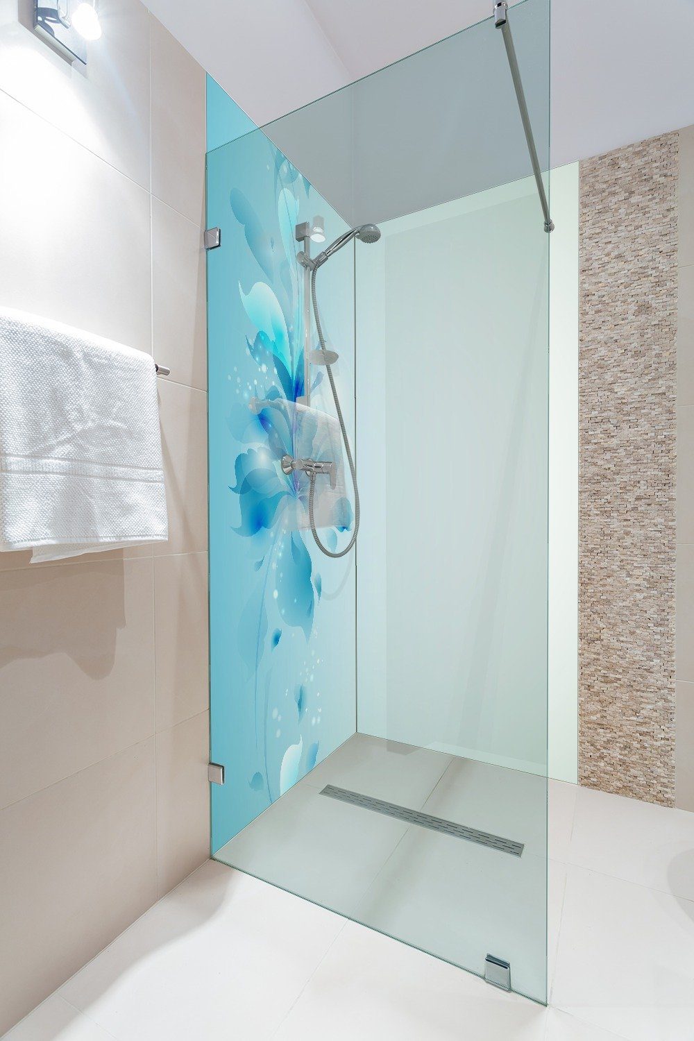 Wallario Duschrückwand Blaues Blumenbuket, (2-tlg) günstig online kaufen