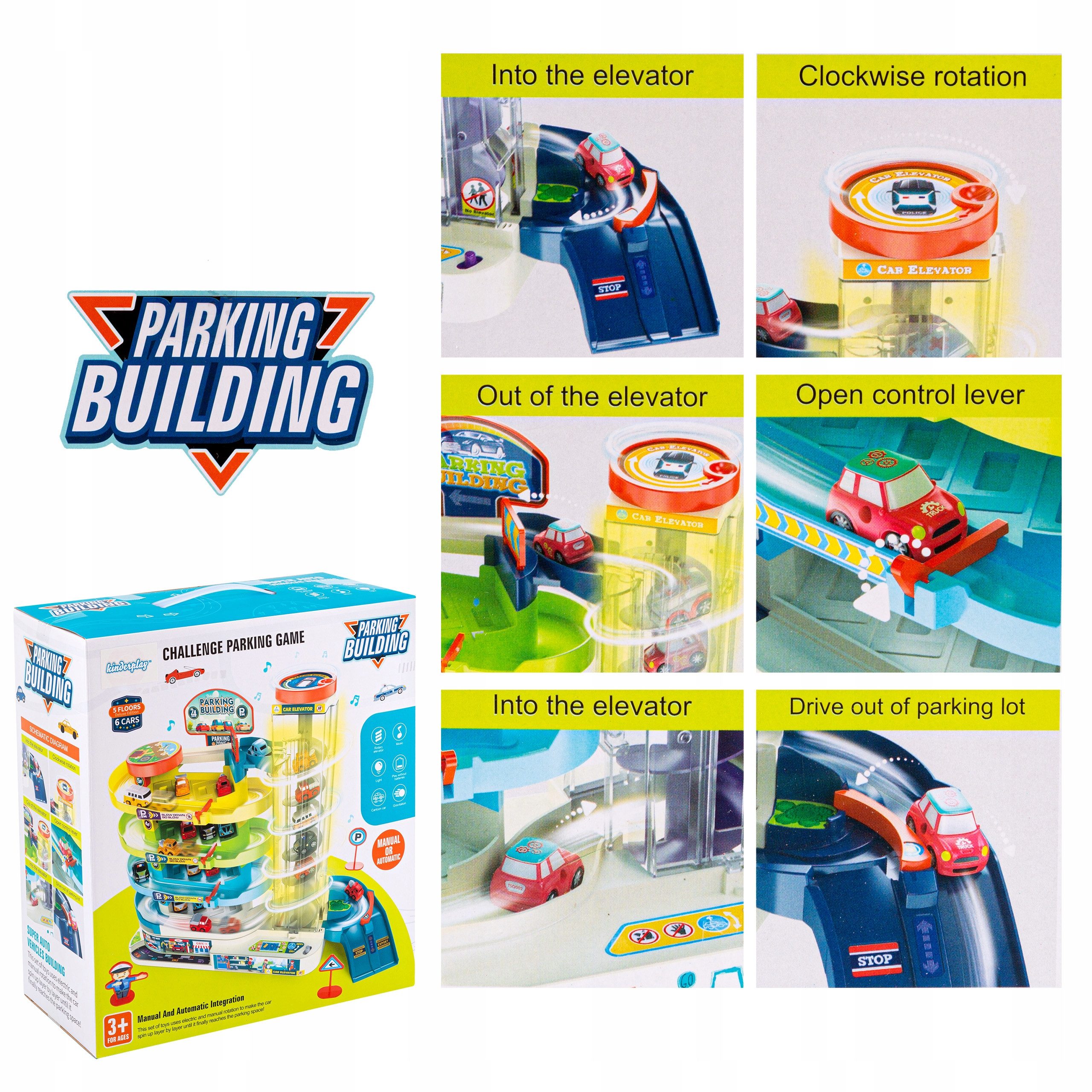 kinderplay Spiel-Parkgarage Parkhaus mit Aufzug – Licht & Ton – Lernspielze günstig online kaufen