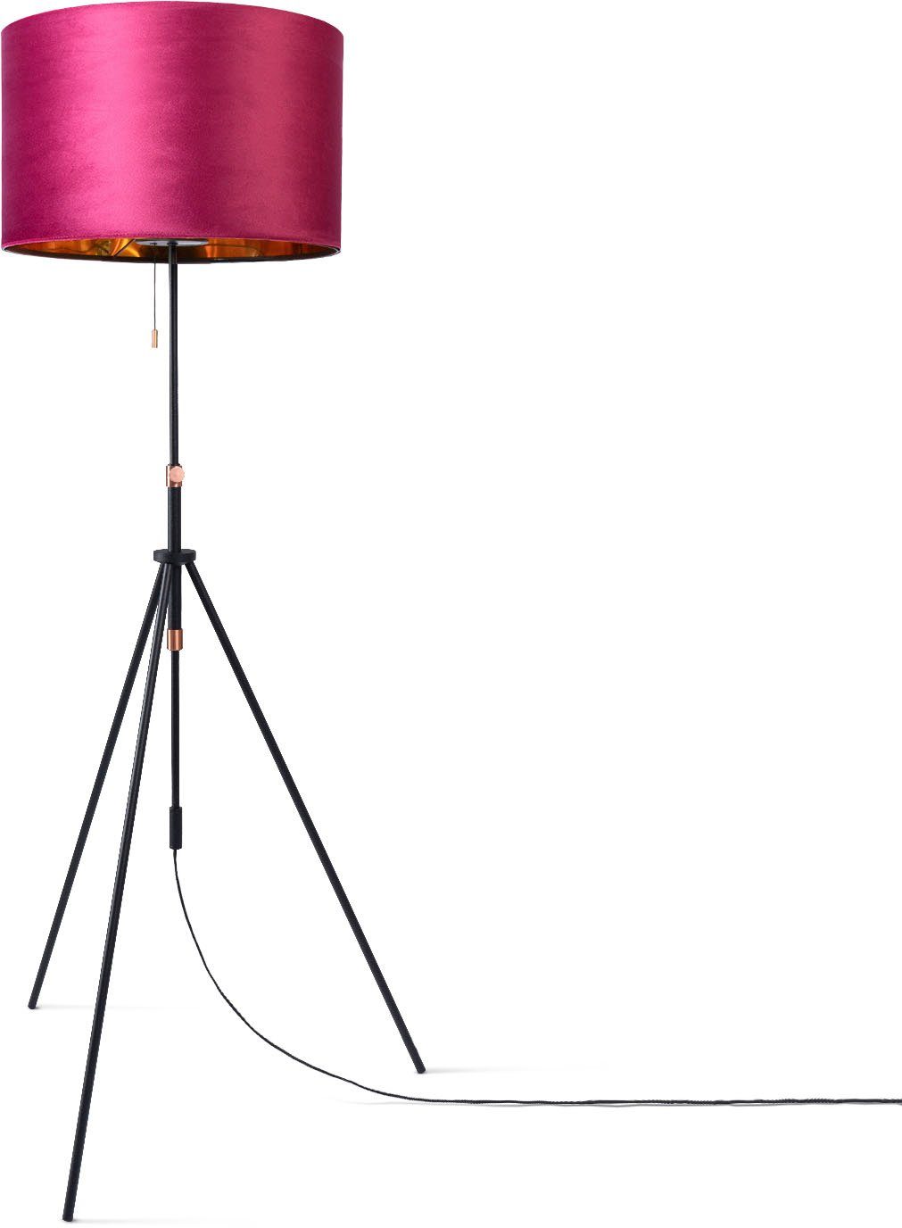 Paco Home Stehlampe Naomi ohne uni 121,5 bis Velour cm Wohnzimmer Zugschalter Color, Höhenverstellbar Leuchtmittel, 176,5