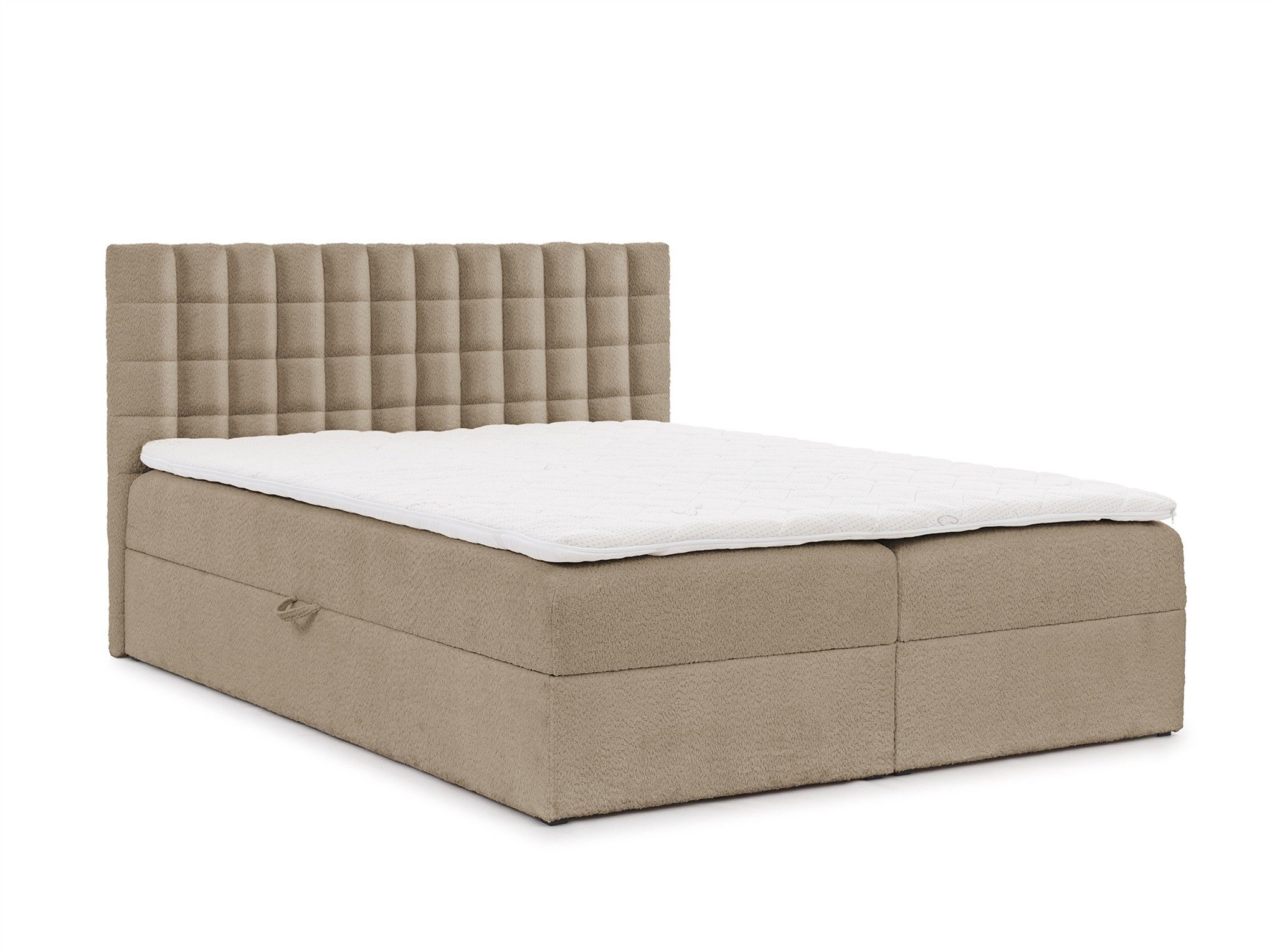 Fun Möbel Boxbett Schlafzimmerbett FUN KEPA PREMIUM Stoff Coral (inkl. Bettkasten, inkl. Taschenfederkernmatratze), inkl. Viscoschaum-Topper