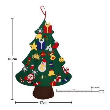 Salcar Künstlicher Weihnachtsbaum 1m Filz Weihnachtsbaum mit 5m Lichterkette und 30 Dekorationen DIY