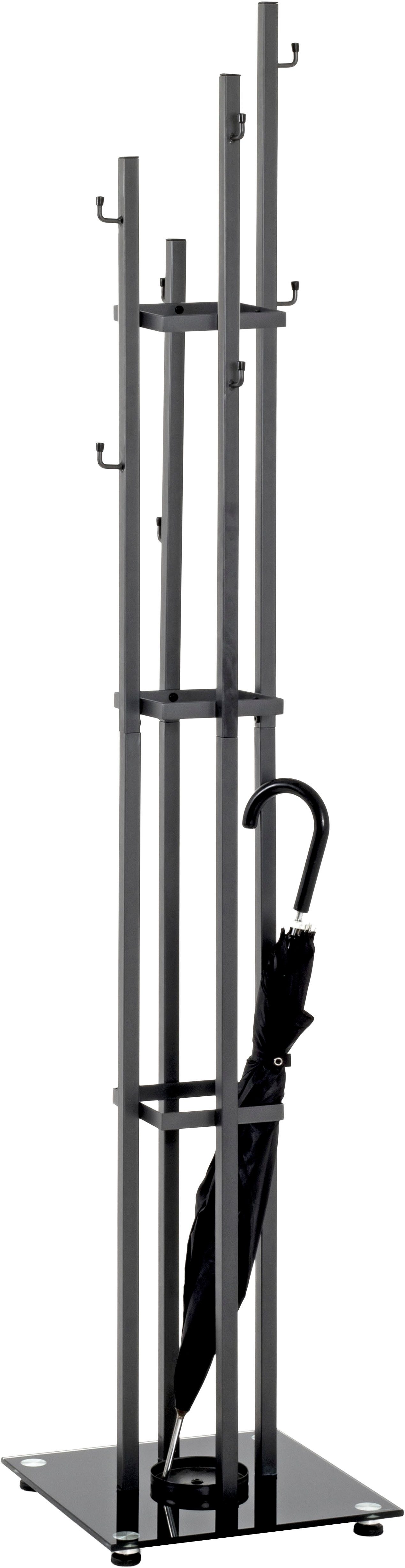 HAKU Garderobenständer Kleiderständer, Standgarderobe, quadratisch - aus Metall Anthrazit - B/T/H 35/35/183 cm