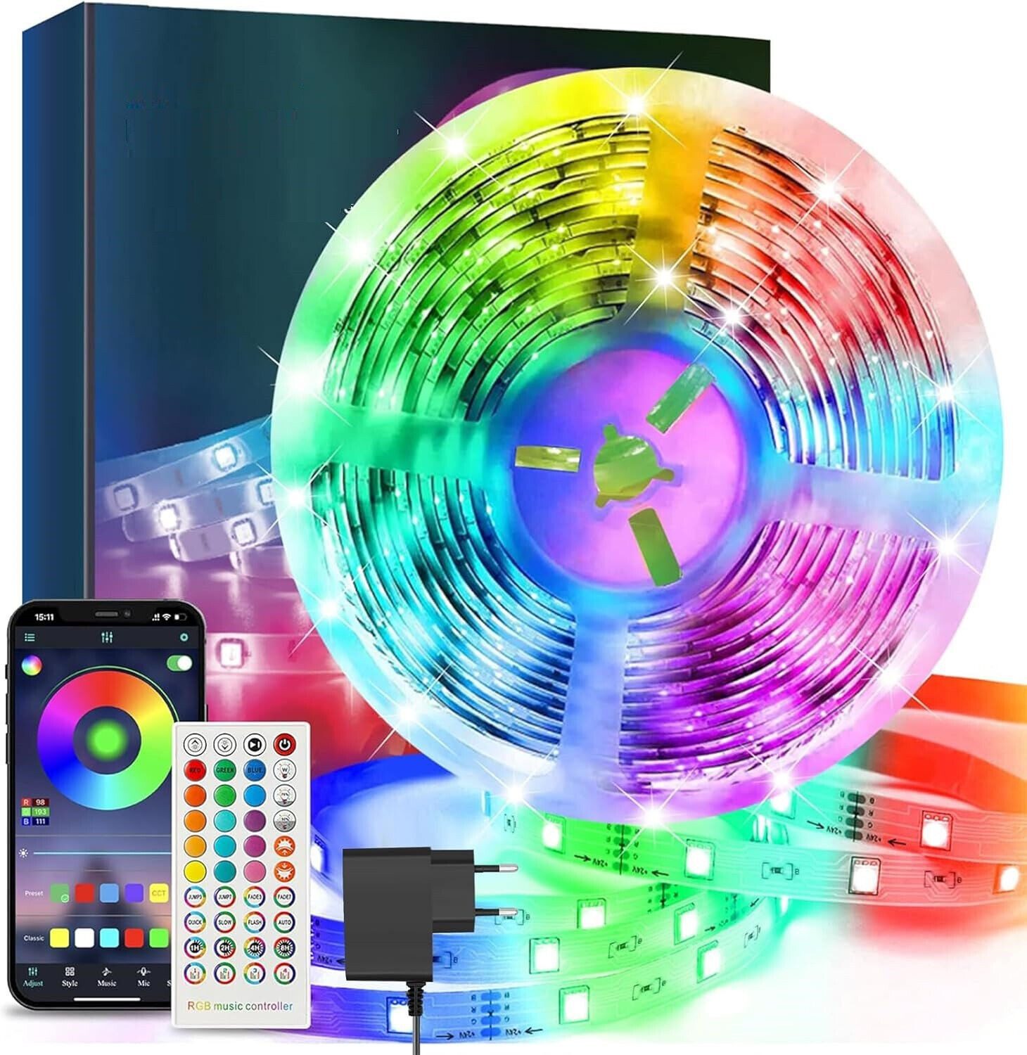 SpionProfi LED Stripe 5M RGB LED Streifen Bluetooth Selbstklebend mit Fernb günstig online kaufen