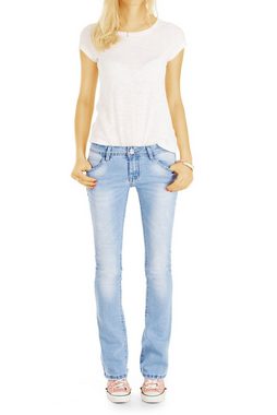 be styled Bootcut-Jeans hellblaue low waist Damen Jeanshosen mit ausgestelltem Bein j76f low waist, bootcut