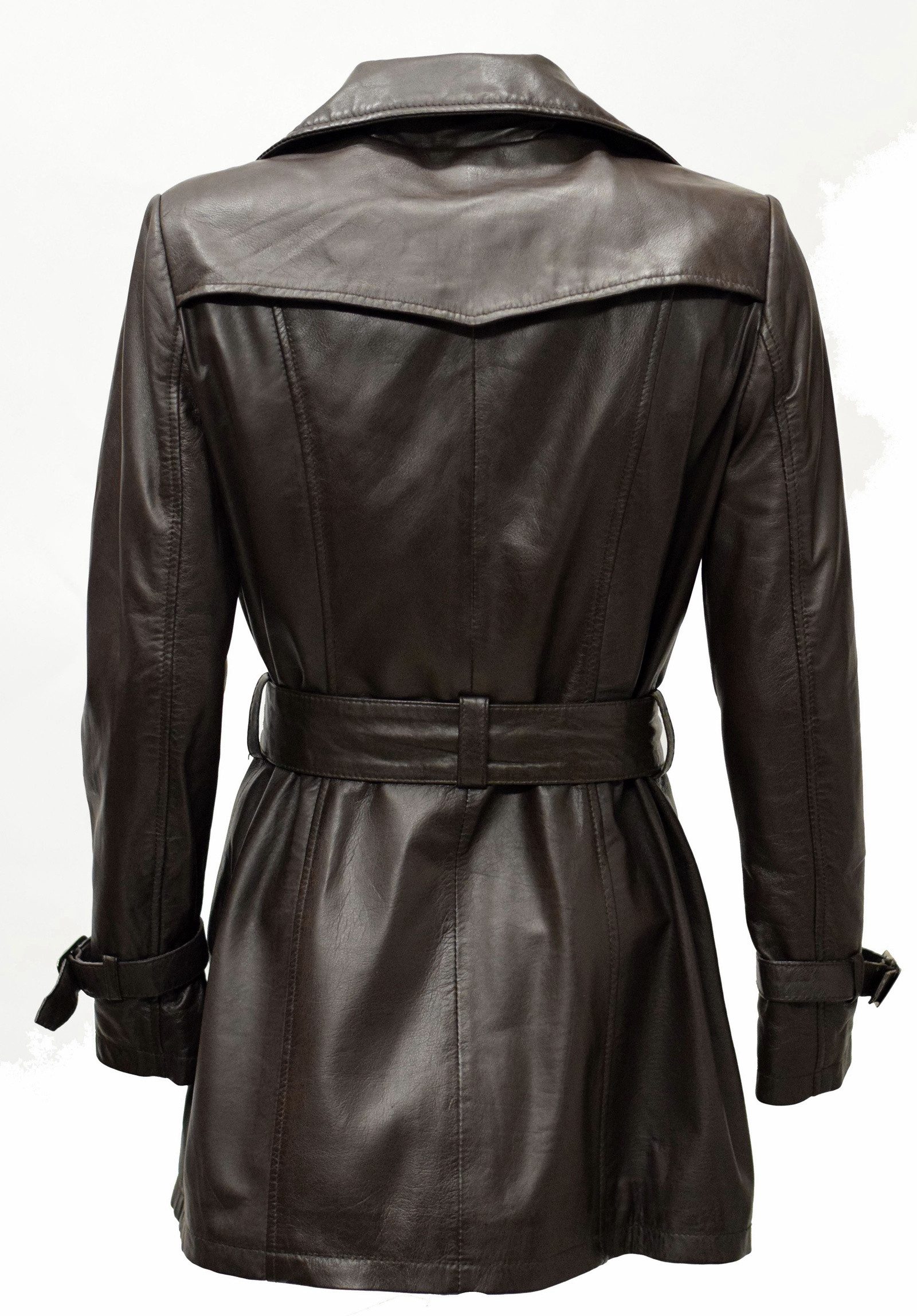 Zimmert Leather Ledermantel Anna Trenchcoat Washed Lammnappa Mantel Mocca Braun Dunkelbraun