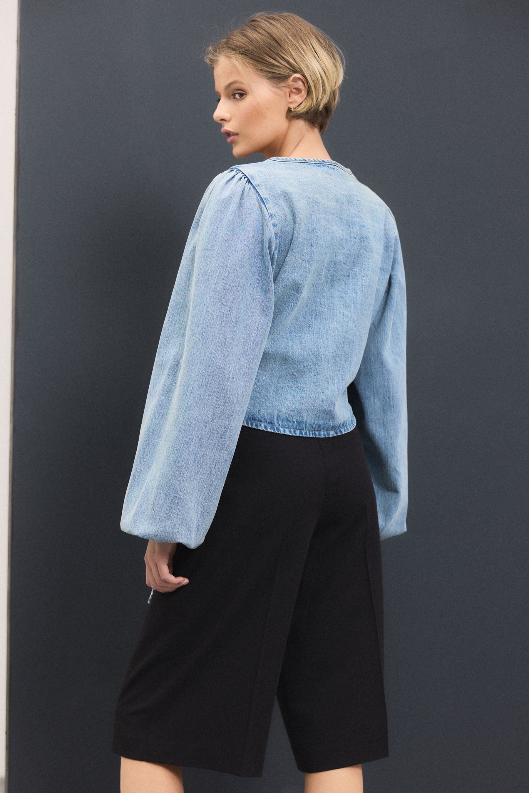 Next Jeanshemd Wickelbluse aus Jeansstoff (1-tlg) günstig online kaufen