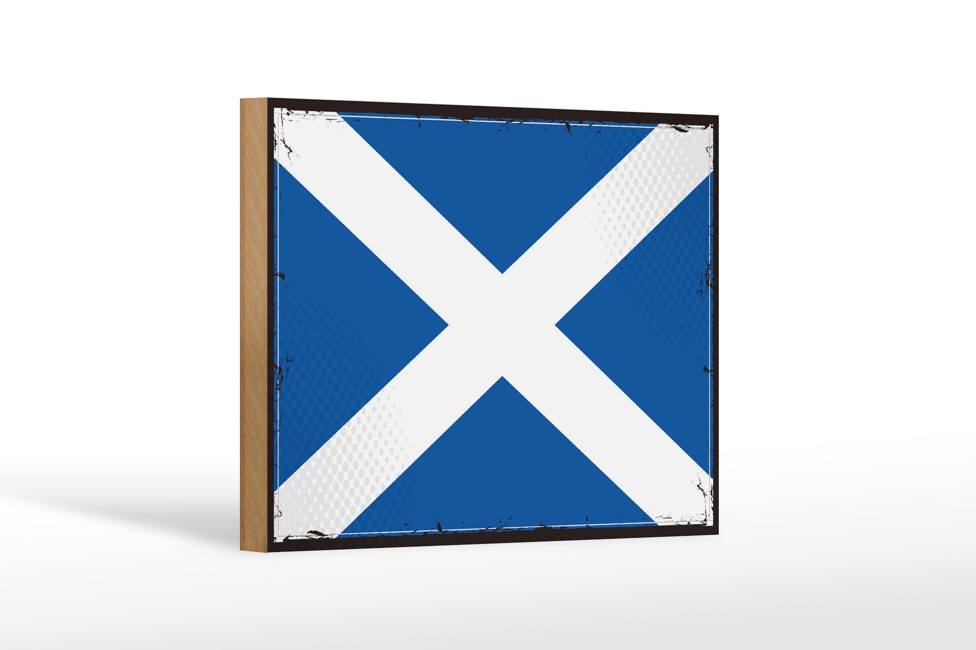 Femer GmbH Holzbild Flagge Schottlands 18x12 cm Retro Flag Scotland, Flaggen (1 St), Glatte Holzfaserplatte (MDF), vorn beschichtet