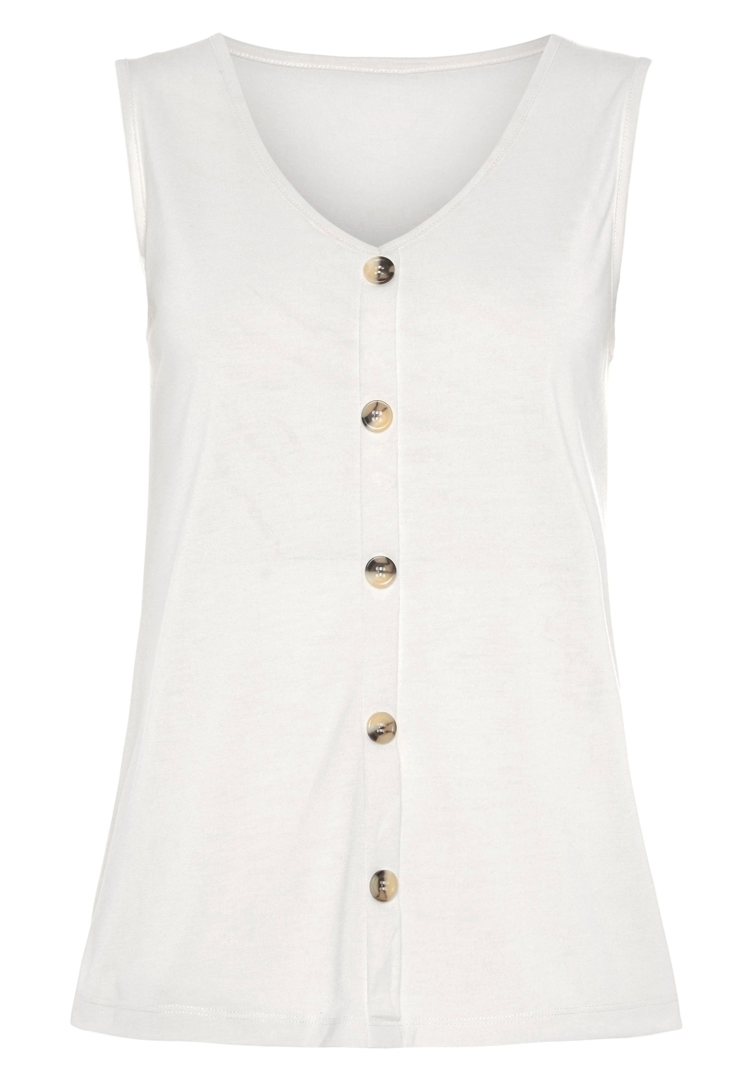 LASCANA Shirttop (2er-Pack) aus leichtem Jersey mit Zierknopfleiste – Bild 4 von 5
