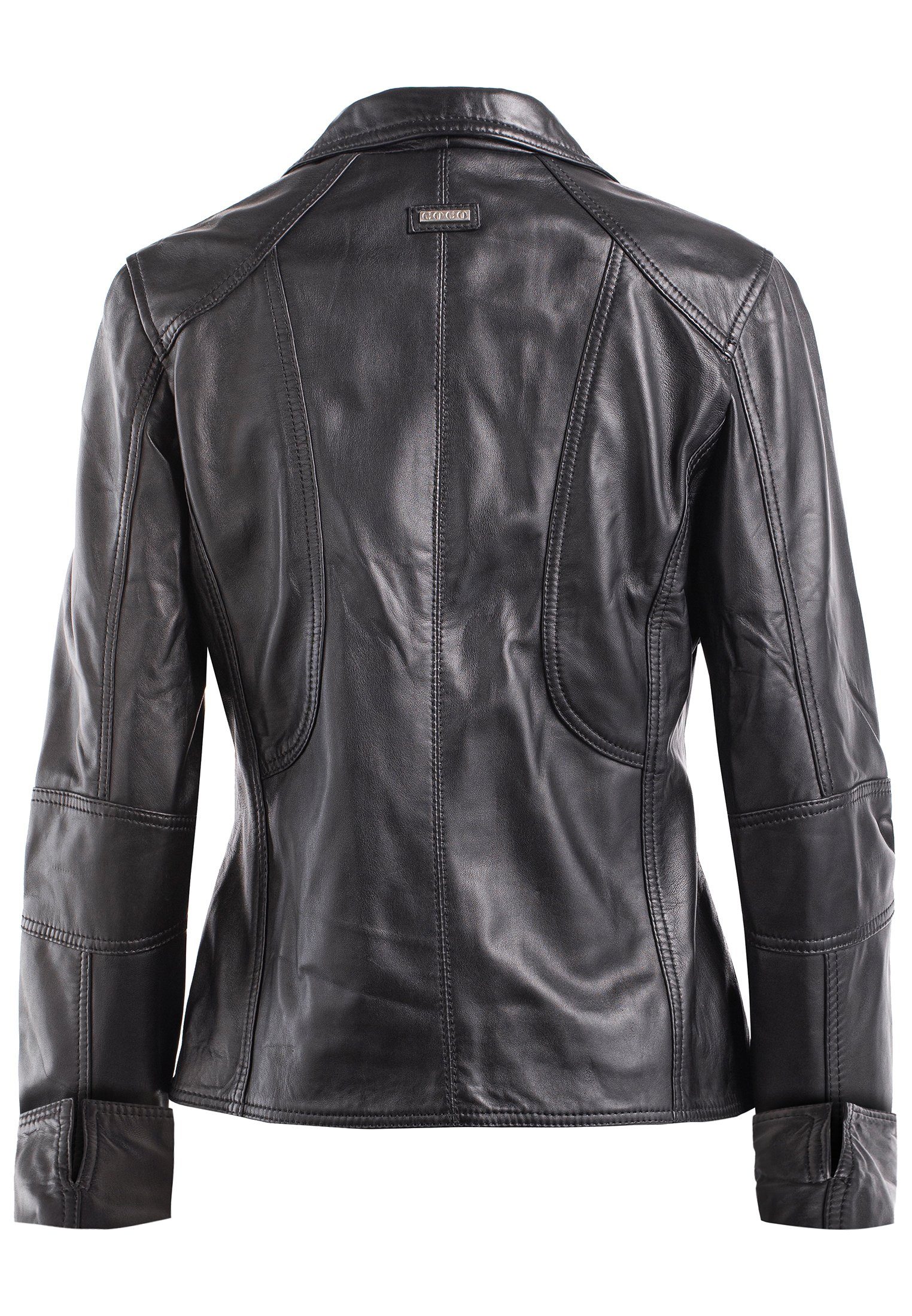 CBL mit Lederjacke Schwarz Style Lederjacke im Biker Reverskragen