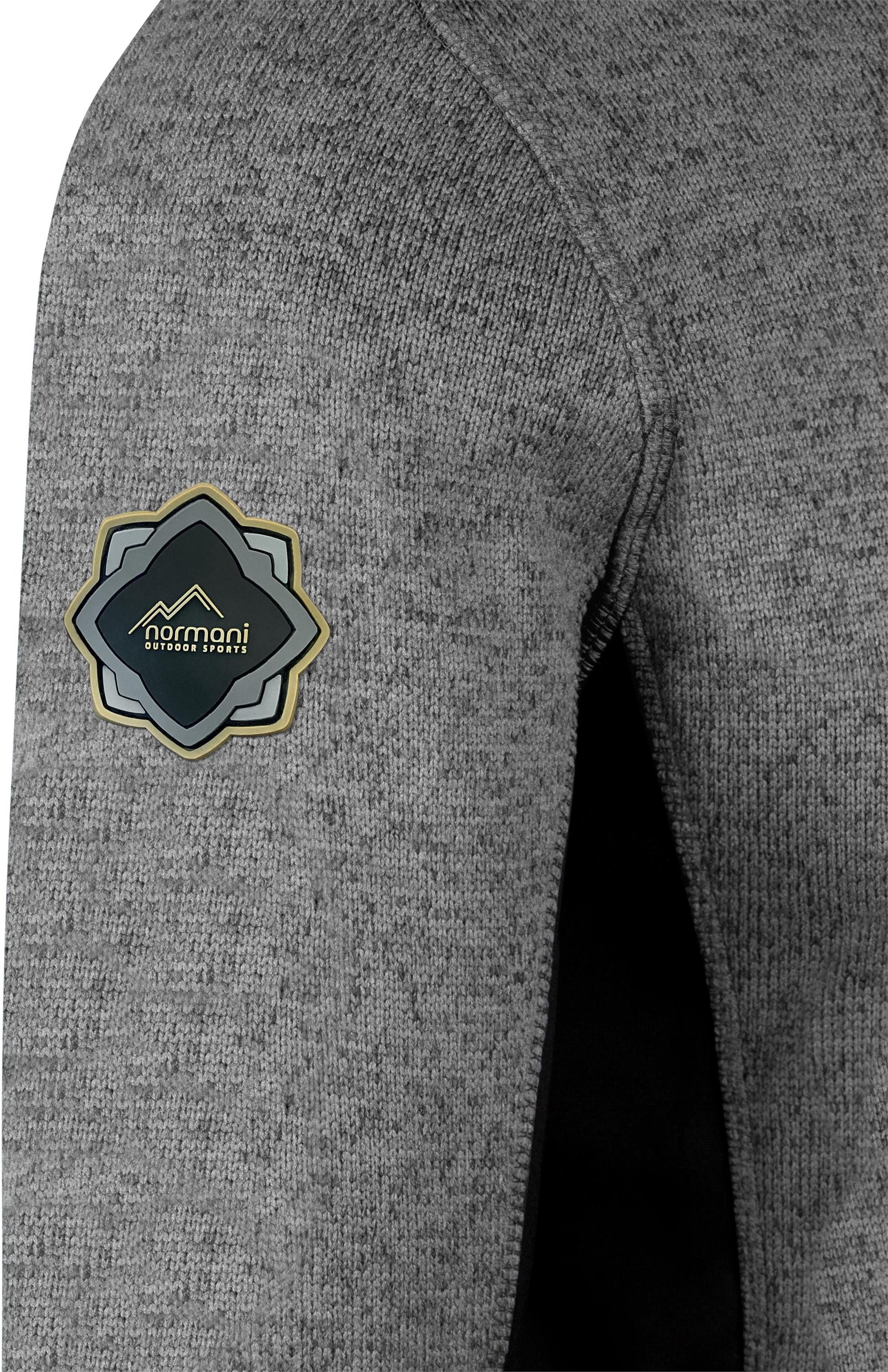 normani Fleecejacke Damen Strickjacke Pukaskwa Strickfleecejacke Fleecejacke mit Stehkragen und Seitentaschen