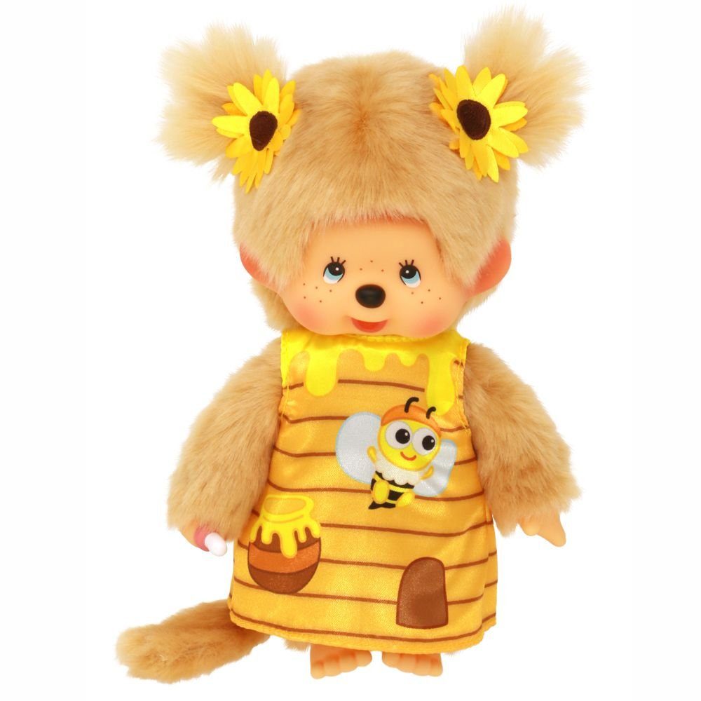 Monchhichi Plüschfigur Mädchen im Honigbienen-Kleid 20 cm Monchhichi Puppe  Fashion Dress
