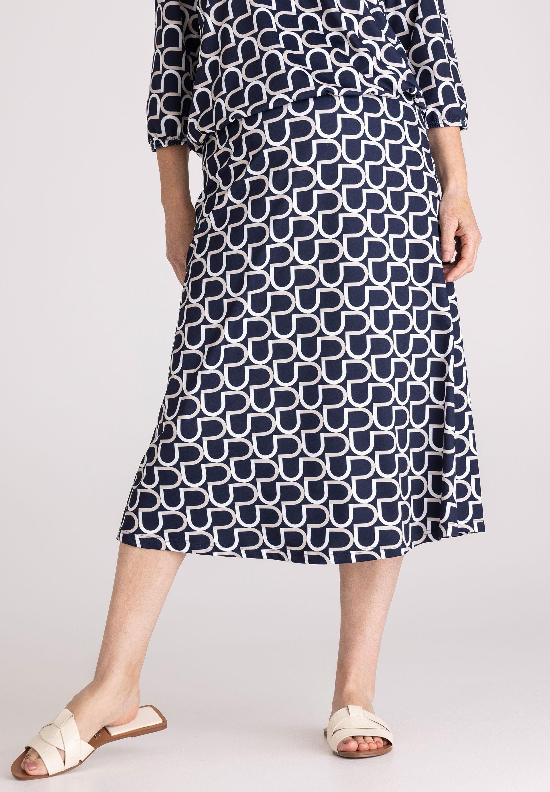 FRANK WALDER Midirock im vollflächigem Print