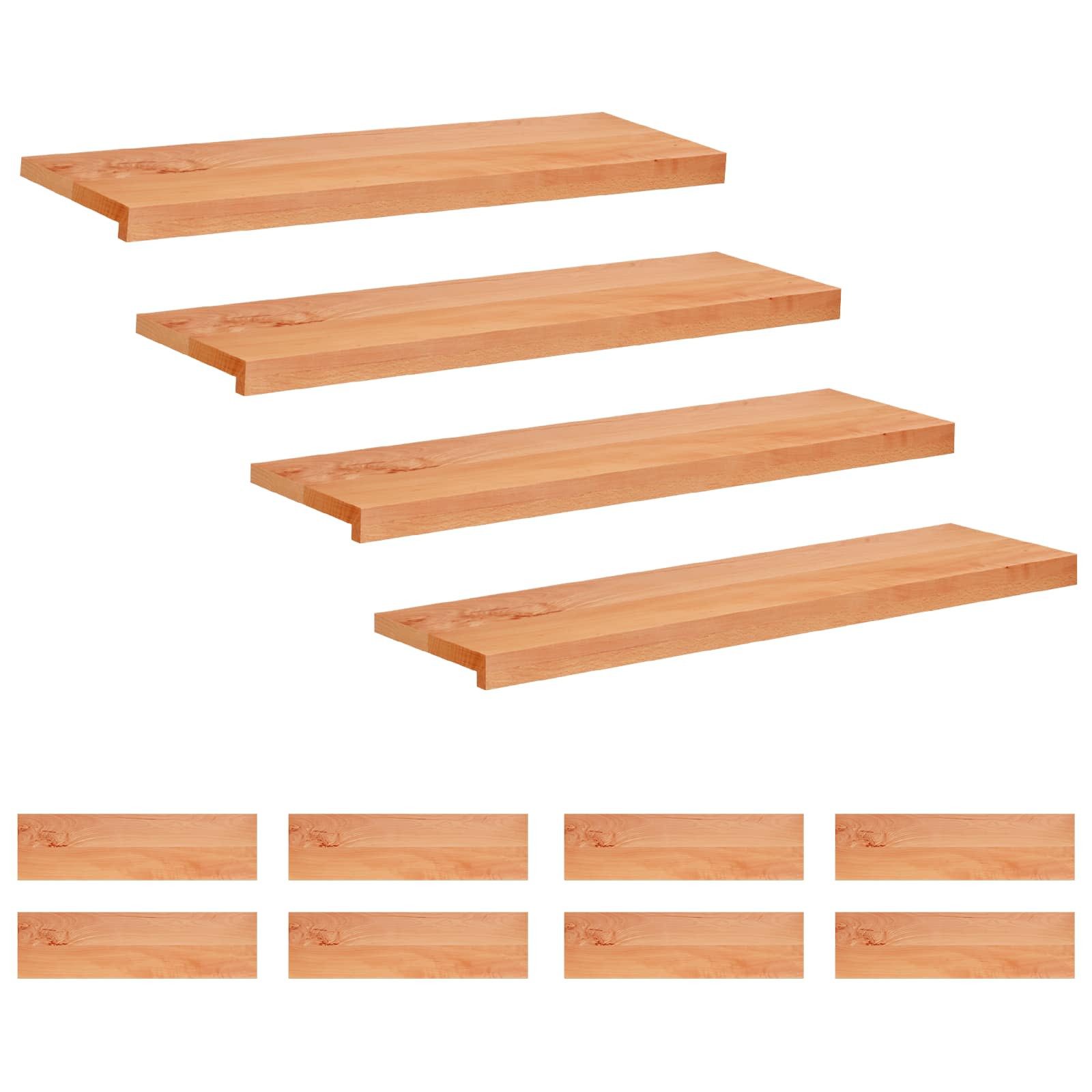 vidaXL Stufenmatte Treppenstufen 12 stk. 100 x 30 x 2 cm Lack Massivholz Buche, Höhe: 2 mm