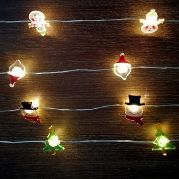 MARELIDA LED-Lichterkette Silberdraht Schneemann Winter Weihnachtsdeko Acryl 20LED Batterie, 20-flammig