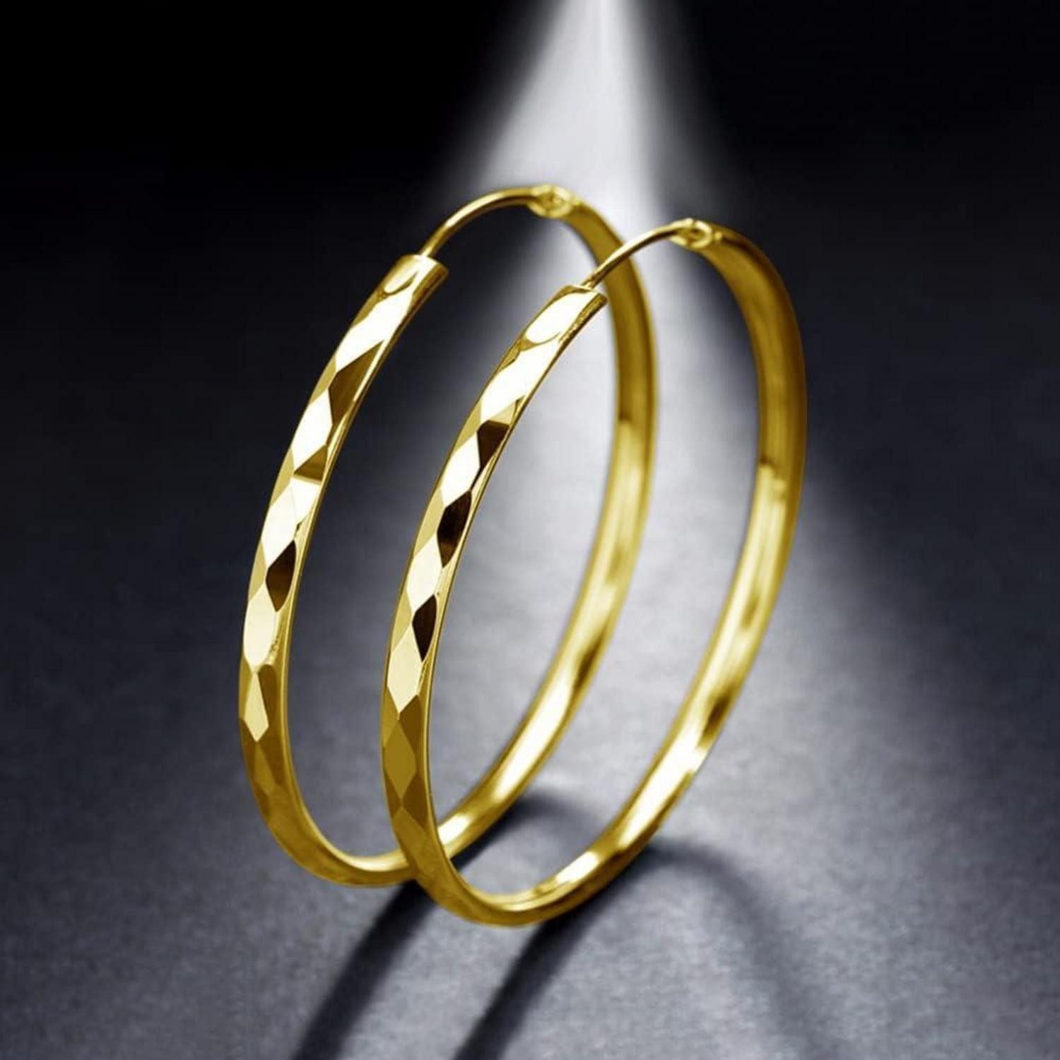 LuxusKollektion Paar Creolen Creolen Silber 925 Groß Hoop Ring Huggie Kreolen Rund Ohrhänger Gold